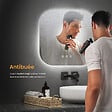 EMKE - EMKE Miroir lumineux salle de bain Rétro-éclairage 60x60cm,  Miroir LED avec Interrupteur Tactile, Anti-buée, Miroir avec éclairage Lumière Froide/Chaude/Neutre - vignette