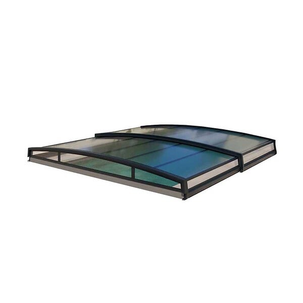 SHELTOM - Abri de piscine bas MONTEO - 2 voûtes (4,20 x 3,20 m)  - RAL 7016 - large