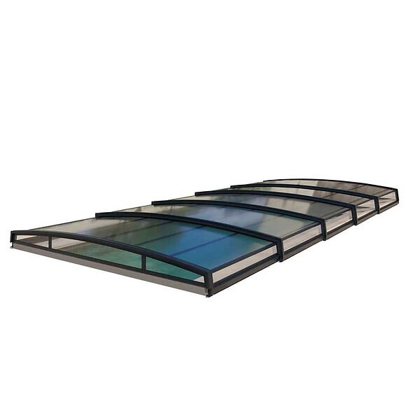 SHELTOM - Abri piscine bas MONTEO - 5 voûtes (10,50 x 4,80 m)  - RAL 7016 - large