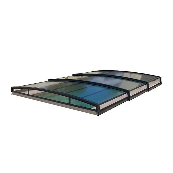SHELTOM - Abri de piscine MONTEO - 3 voûtes (6,30 x 3,70 m)  - RAL 7016 - large