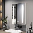 EMKE - EMKE Armoire de Toilette avec Éclairage 70x50cm Blanche Armoire Salle de Bain en Miroir, 3 Couleurs de Lumière, Anti-buée, Prise de Courant - vignette