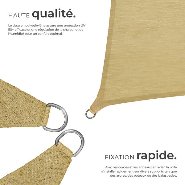 TECTAKE - Voile d'ombrage carrée, beige beige - large