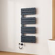 EMKE - EMKE Sèche-Serviettes Électrique Panneau avec élément chauffant thermostat, baguette chauffante avec minuterie, Anthracite 1041x500mm 600W - vignette