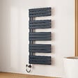 EMKE - EMKE Sèche-Serviettes Électrique Panneau avec élément chauffant thermostat, baguette chauffante avec minuterie, Anthracite 1320x600mm 800W - vignette