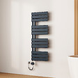 EMKE - EMKE Sèche-Serviettes Électrique Panneau avec élément chauffant thermostat, baguette chauffante avec minuterie, Anthracite 1041x400mm 600W - vignette