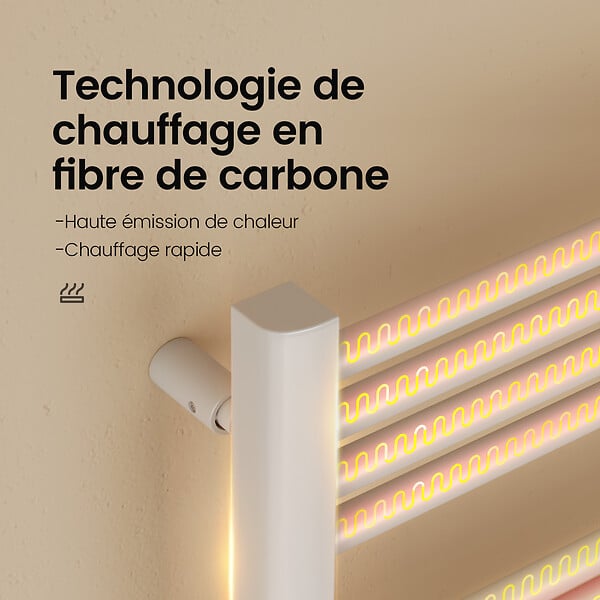 EMKE - EMKE Sèche-Serviettes Électrique 750 x 400 mm, Porte-serviettes de salle de bain électrique avec interrupteur tactile et minuterie, Blanc, 180W - large