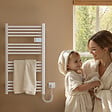 EMKE - EMKE Sèche-Serviettes Électrique 750 x 400 mm, Porte-serviettes de salle de bain électrique avec interrupteur tactile et minuterie, Blanc, 180W - vignette
