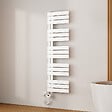 EMKE - EMKE Sèche-Serviettes Électrique Panneau avec élément chauffant thermostat, baguette chauffante avec minuterie, Blanc 1320x400mm 600W - vignette