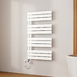 EMKE - EMKE Sèche-Serviettes Électrique Panneau avec élément chauffant thermostat, baguette chauffante avec minuterie, Blanc 1041x600mm 600W - vignette