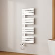 EMKE - EMKE Sèche-Serviettes Électrique Panneau avec élément chauffant thermostat, baguette chauffante avec minuterie, Blanc 1041x400mm 600W - vignette