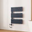 EMKE - EMKE Sèche-Serviettes Électrique Panneau avec élément chauffant thermostat, baguette chauffante avec minuterie, Anthracite 762x600mm 400W - vignette