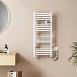 EMKE - EMKE Sèche-Serviettes Électrique 960 x 400 mm, Porte-serviettes de salle de bain électrique avec interrupteur tactile et minuterie, Blanc, 300W - vignette