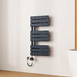 EMKE - EMKE Sèche-Serviettes Électrique Panneau avec élément chauffant thermostat, baguette chauffante avec minuterie, Anthracite 762x400mm 400W - vignette