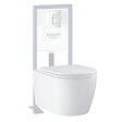 GROHE - Pack WC suspendu sans bride Start Round Ceramic  + abattant frein de chute + Bâti-support autoportant + Plaque carré blanc alpin - vignette