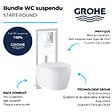 GROHE - Pack WC suspendu sans bride Start Round Ceramic + Abattant frein de chute + Bati support autoportant + Plaque carré chromé - vignette