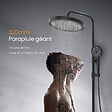 EMKE - EMKE Colonne de Douche avec douche theramostat 38 °C à Grande douche de tête et douchette multimode, Cercle, noir - vignette