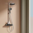 EMKE - EMKE Colonne de douche Thermostat Chrome, Régulation innovante du débit, douche à effet pluie de 26 cm, douchette à main avec 3 jets Système de douche - vignette