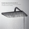 EMKE - EMKE Colonne de douche thermostat, douchette à 3 puissances de jet, jet cascade, set de douche avec étagère en verre, Certification KTW, Gris métal - vignette