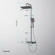 EMKE - EMKE Colonne de douche thermostat, douchette à 3 puissances de jet, jet cascade, set de douche avec étagère en verre, Certification KTW, Gris métal - vignette