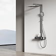 EMKE - EMKE Colonne de douche Thermostat – Anthracite Mat, Régulation innovante du débit, douche à effet pluie de 36x24 cm, douchette à main avec 3 jets - vignette