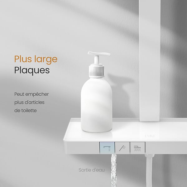 EMKE - EMKE Colonne de douche Thermostat Ensemble de colonne de douche avec plaque thermostatique de 40 cm, douchette à effet pluie, Blanc - large