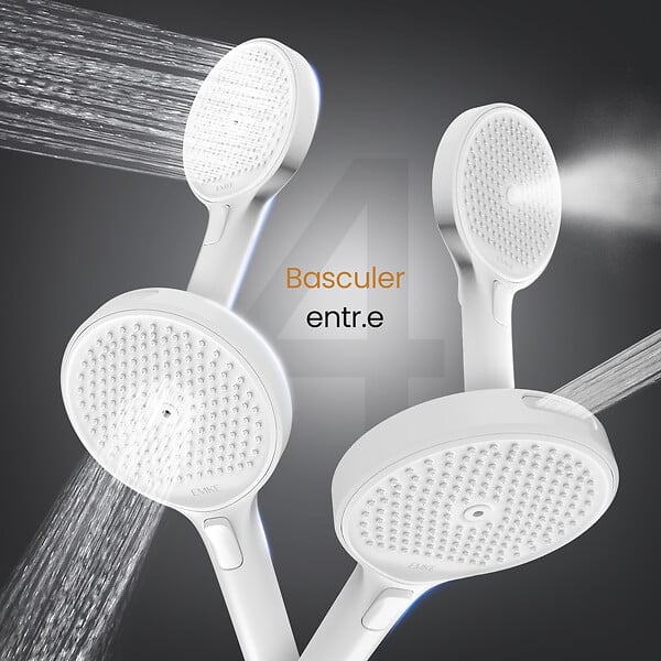 EMKE - EMKE Colonne de douche Thermostat Ensemble de colonne de douche avec plaque thermostatique de 40 cm, douchette à effet pluie, Blanc - large