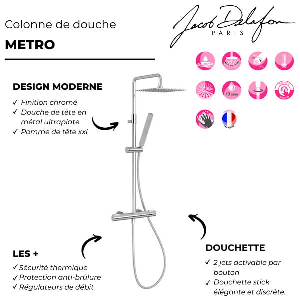 JACOB DELAFON - Colonne de douche thermostatique Métro - large