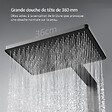 EMKE - EMKE Colonne de Douche Theramostat 38°C verrouillage de sécurité douche de pluie avec mitigeur, avec tablette extra large, homologué KTW, Anthracite - vignette