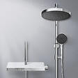 EMKE - EMKE Colonne de Douche avec douche theramostat 38 °C à Grande douche de tête et douchette multimode, Cercle, chromé - vignette