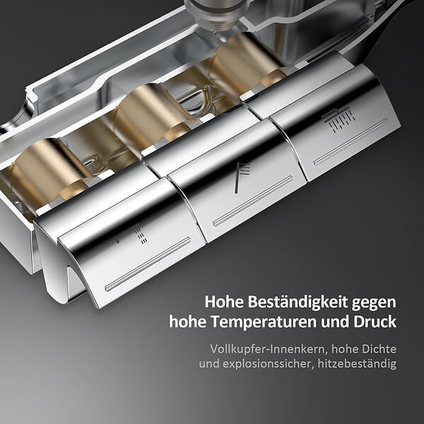 EMKE - EMKE Colonne de douche thermostatique Ensemble, Douchette multimode, Grande douche de tête, homologué KTW Galaxie Modèle, Chrome - large