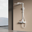 EMKE - EMKE Colonne de douche Thermostat – Blanc Mat, Régulation innovante du débit, douche à effet pluie de 36x24 cm, douchette à main avec 3 jets - vignette