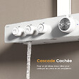 EMKE - EMKE Colonne de douche Thermostat – Blanc Mat, Régulation innovante du débit, douche à effet pluie de 36x24 cm, douchette à main avec 3 jets - vignette