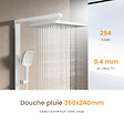 EMKE - EMKE Colonne de douche Thermostat – Blanc Mat, Régulation innovante du débit, douche à effet pluie de 36x24 cm, douchette à main avec 3 jets - vignette