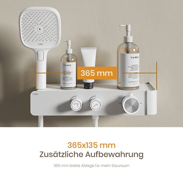 EMKE - EMKE Colonne de Douche Thermostatique – Blanc Mat, Débit d'Eau Ajustable,Design Minimaliste Séparé, Douchette 3 Fonctions,Kit de Douche - large