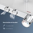 EMKE - EMKE Colonne de douche thermostat, douchette à 3 puissances de jet, jet cascade, set de douche avec étagère en verre, Certification KTW, Chrome - vignette