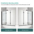 EMKE - EMKE Pare-baignoire paroi de douche pour baignoire noir mat 3 parties pliable 130x140cm pare-baignoire 6mm NANO GLASS - vignette