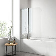 EMKE - EMKE Pare-Baignoire 100 x 140 cm – Paroi de Douche Pliable en Verre Trempé 6 mm avec Revêtement Nano, Pivotante 180°, Profilé Chromé - vignette