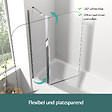 EMKE - EMKE Pare-Baignoire 100 x 140 cm – Paroi de Douche Pliable en Verre Trempé 6 mm avec Revêtement Nano, Pivotante 180°, Profilé Chromé - vignette