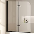 EMKE - EMKE Pare-Baignoire 120 x 140 cm Noir Mat – Paroi de Baignoire Pliable 2 Volets, Verre Trempé 6 mm avec Revêtement Nano - vignette