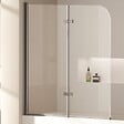 EMKE - EMKE Pare-Baignoire 120 x 140 cm – Paroi de Douche Pliable en Verre Trempé 6 mm avec Revêtement Nano, Installation Réversible - vignette
