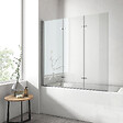 EMKE - EMKE Pare de baignoire en 6 mm verre securit Paroi de douche pliable pour baignoire - 130 x 140 cm - Revêtement Nano facile à nettoyer - vignette