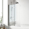 EMKE - EMKE Pare-Baignoire 110 x 140 cm – Paroi de Douche Pliable en Verre Trempé 6 mm avec Revêtement Nano, Installation Réversible - vignette