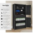 TECTAKE - Armoire métallique noire de classement 2 tiroirs 40x80x180 cm portes solides renforcées bureau - vignette