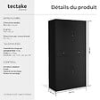 TECTAKE - Armoire métallique noire de classement 2 tiroirs 40x80x180 cm portes solides renforcées bureau - vignette