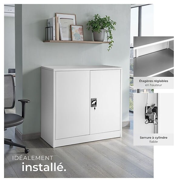 TECTAKE - Armoire métallique à dossiers 3 étagères 90x40x90cm gris - large