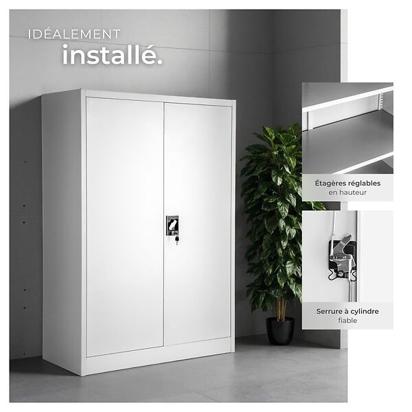 TECTAKE - Armoire métallique à dossiers 4 niveaux 140x90x40cm gris - large