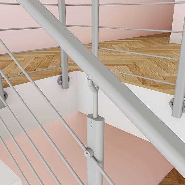AICA SANITAIRE - Garde-corps - Pour intérieur et extérieur - Aluminium argenté - Avec 5 traverses et 1 main courante - 100cm - Fixation latérale - large