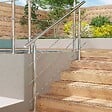 AICA SANITAIRE - Garde-corps avec main courante, 150cm, en acier inoxydable 304, garde-corps avec 3 traverses, pour intérieur et extérieur - vignette