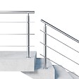 AICA SANITAIRE - Garde-corps 180cm argenté, 1 main courante, 3 traverses, inox 201, intérieur et extérieur, design moderne - kit complet - vignette