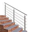 AICA SANITAIRE - Garde-corps - Pour intérieur et extérieur - Aluminium argenté - Avec 5 traverses et 1 main courante - 200cm - Fixation latérale - vignette